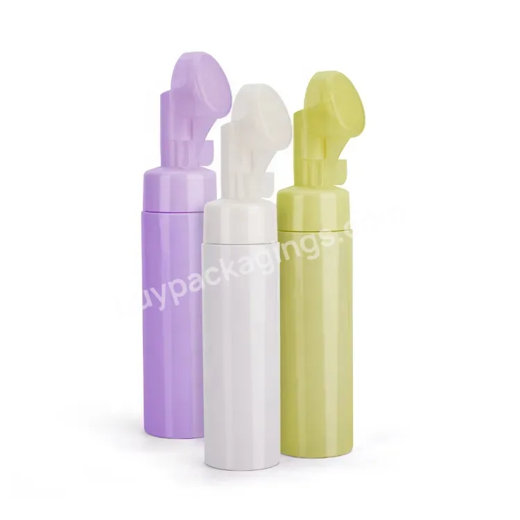 Oem Oem 200ml Plastic Pet Mousse Soap Foam Pump With Silicone Brush For Facial Cleanser Wash Bottle