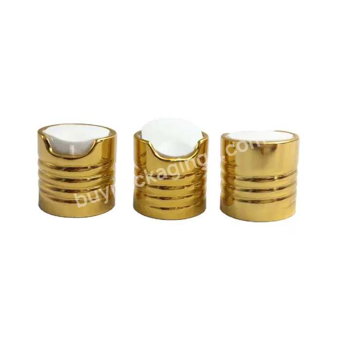 Oem Oem 24/410 Aluminum Spray Cap Plastic Press Cap Gold Disc Top Cap For Cosmetic Bottle Logo