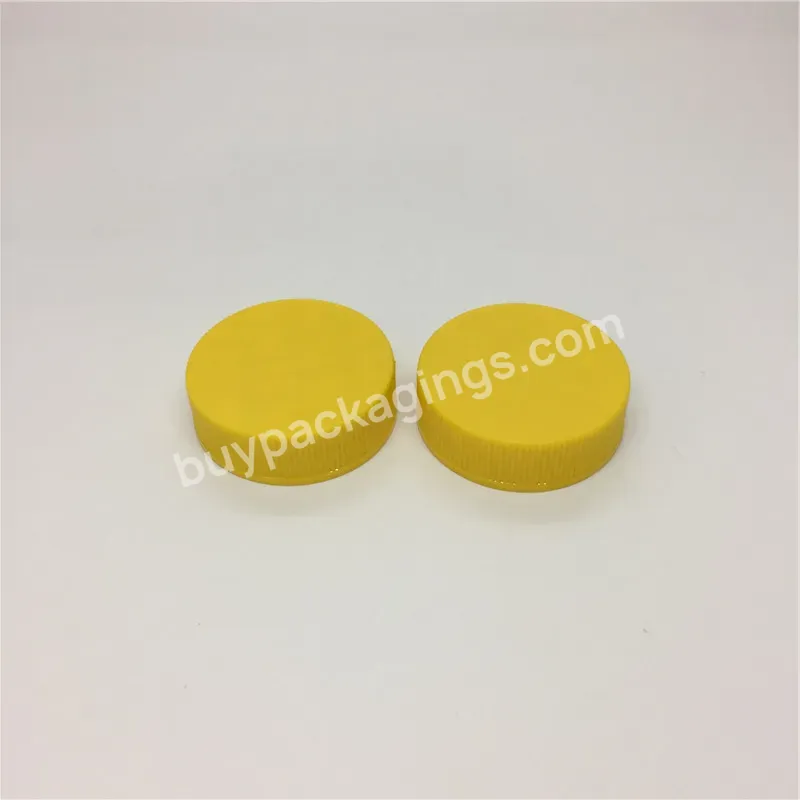 Oem Oem 38mm Yellow Ribbed Screw Closure Bottle Caps Plastic Cap 38/400 Bottle Lids With Foam Liner Manufacturer/wholesale Logo