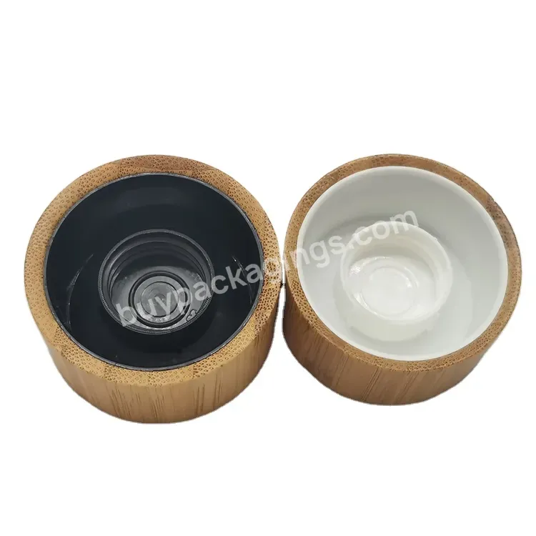 Oem Oem Bamboo Jar Lid Double Wall Bottle Closure For Cosmetic Cream Jar Screw Wooden Top Custom Bamboo Screw Cap Wholesale