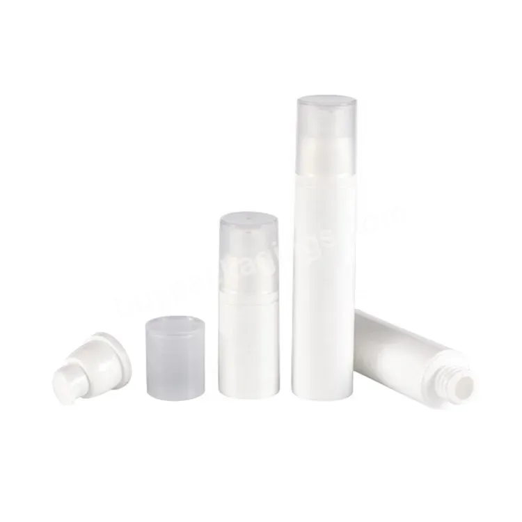 Oem Oem Custom 10m 15ml 30ml White Airless Pump Bottle With Half Transparent Matte Frosted Cap