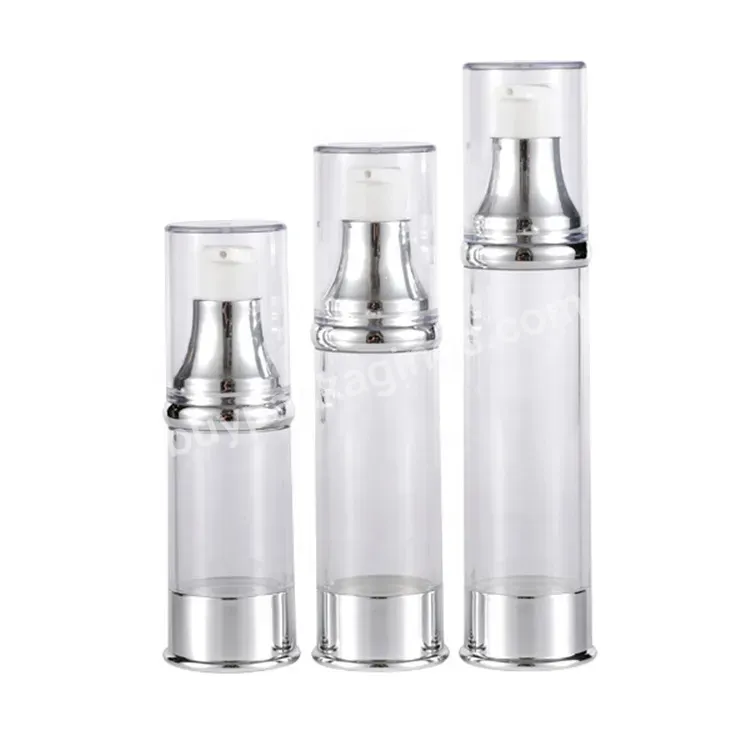 Oem Oem Custom 15/20/30ml Cosmetic Transparent Silver Airless Lotion Pump Bottles