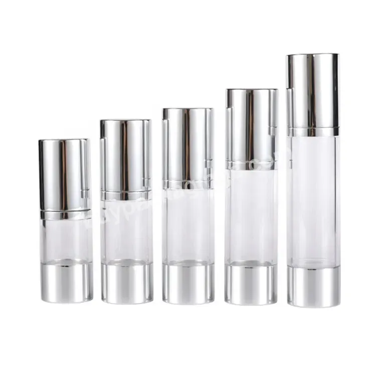 Oem Oem Custom 15/25/30/40/50ml Black Silver Aluminum Cosmetic Transparent Airless Lotion Pump Bottles