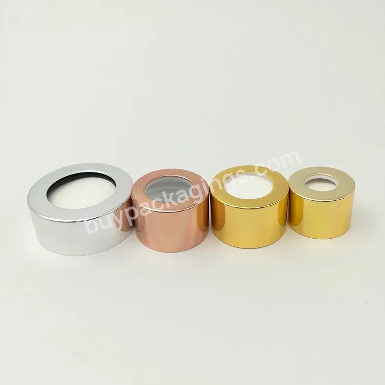 Oem Oem Custom 21mm 24mm 28mm 38mm Aluminium And Plastic Perfume Bottle Caps /silver Gold Rose Gold Color Aluminum Aroma Bottle Screw Lids Manufacturer/wholesale