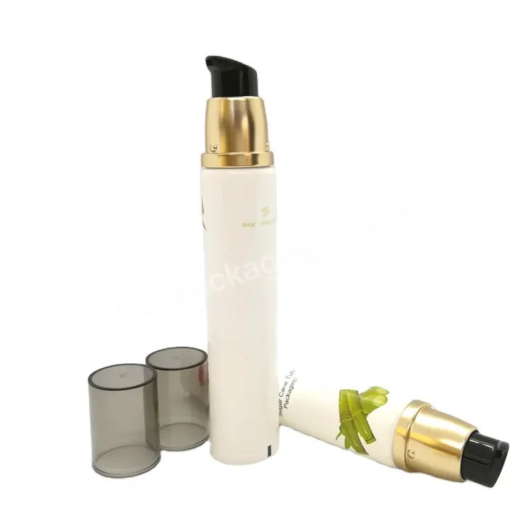 Oem Oem Custom 60ml Eco- Friendly Sugarcane Tube With Gold Pump Cosmetic Packaging Tube