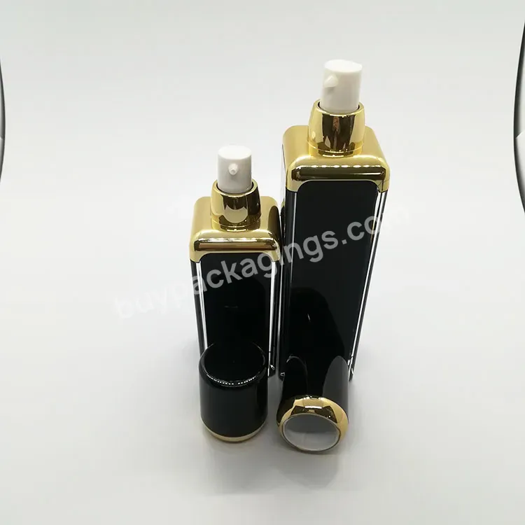 Oem Oem Custom Empty Shiny Black Luxury Plastic Acrylic Material Lotion Bottle Cream Jars Package Sets Manufacturer/wholesale