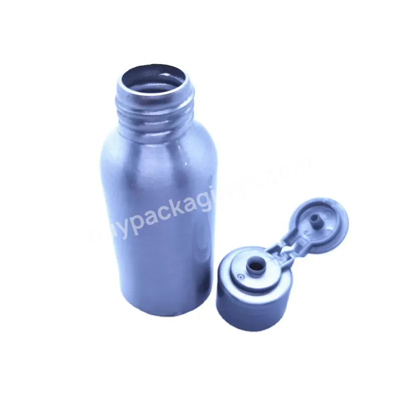 Oem Oem Custom Metal Aluminum Bottle Silver Color 50ml 80ml 100ml Cosmetic Refillable Aluminum Bottle With Flip Top Shampoo Bottle