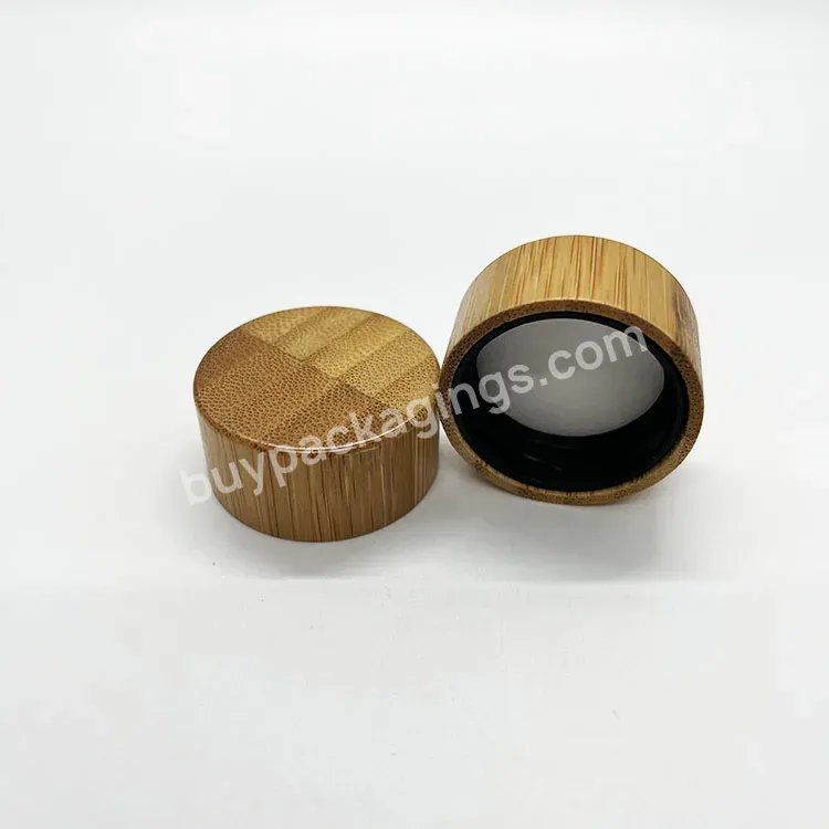 Oem Oem Eco-friendly 28/400 Natural Bamboo Screw Bottle Cover Lids/ New Cosmetic Bottles Wood Tops Logo