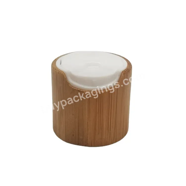 Oem Oem Factory Hot Sell Bamboo Wooden Bottle Cap 24/410 Plastic Disc Cap Top Lid Bamboo Cap For Liquid Shampoo Bottle