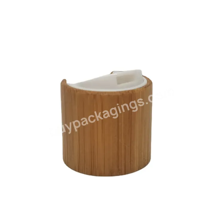 Oem Oem Factory Hot Sell Bamboo Wooden Bottle Cap 24/410 Plastic Disc Cap Top Lid Bamboo Cap For Liquid Shampoo Bottle