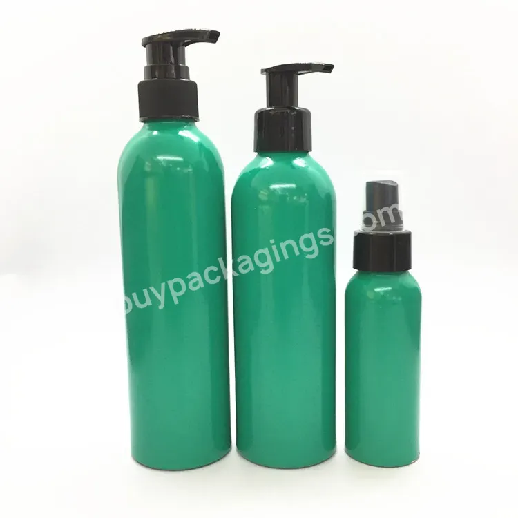 Oem Oem Green Color Recyclable Personal Care Empty Body Lotion Spray Aluminum Metal Bottle