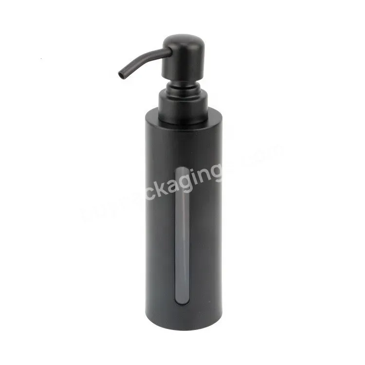 Oem Oem Matte Black 200ml Metal Stainless Steel Liquid Soap Shampoo Lotion Pump Bottles With Visible Cut-out Window