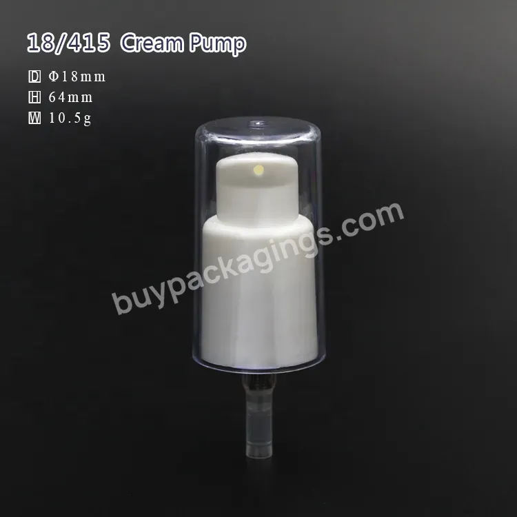 Oem Oem Own Logo 18/415 Plastic Serum Treatment Cream Lotion Pump With Transparent Big Cap