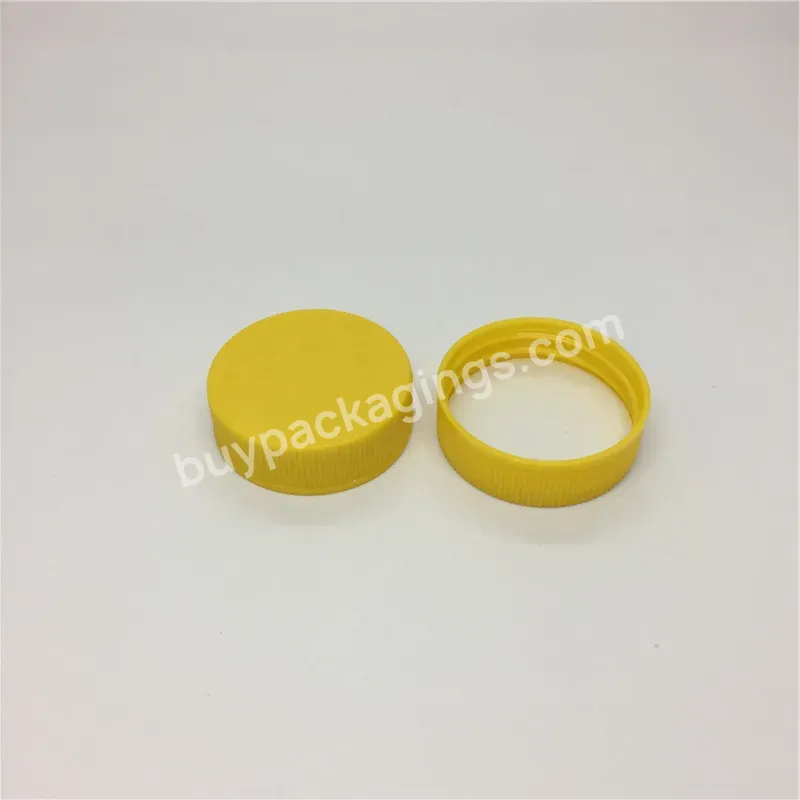 Oem Oem Wholesale Yellow Ribbed Screw Closure Packer Bottle Cap 38/400 Bottle Lids With Pressure Liner