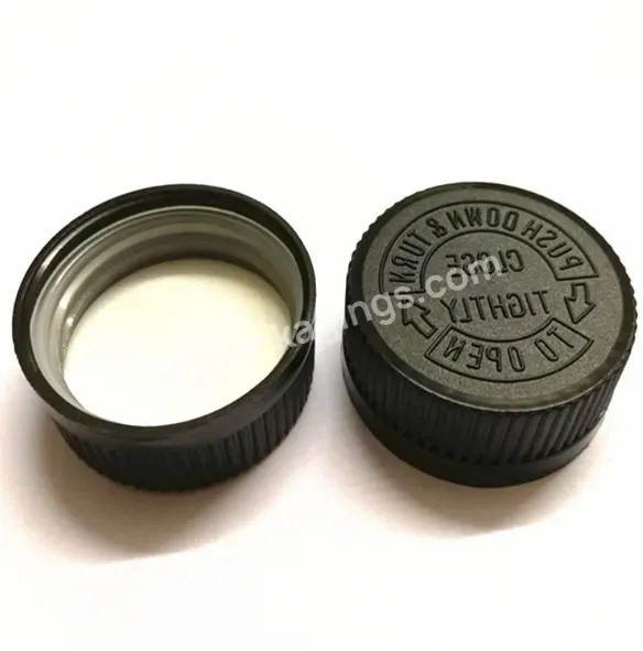 Oem Ome Custom 20mm,24mm,28mm,34mm,38mm,45mm,53mm Plastic Child Resistant Cap Black Ribbed Manufacturer/wholesale