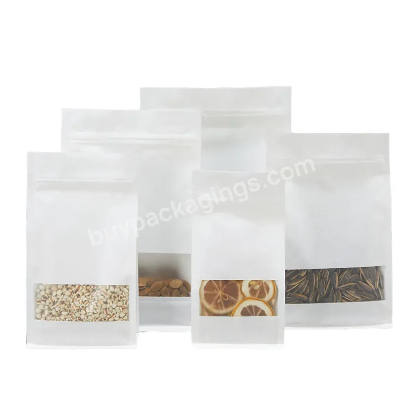 Oem Paper Pouch Food White Zipper Window Small Proof Kraft Paper Bag For Packaging