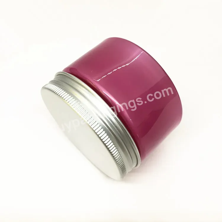 Oem Pearl Pink Color Cosmetic Empty 100g Pet Cream Jars With Metal Cap - Buy Cosmetic Jar With Metal Cap.