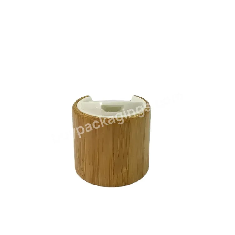 Oem Plastic Disc Top Cap With Bamboo Covered 24/410 28/410 Pp Plastic Bottle Bamboo Cap