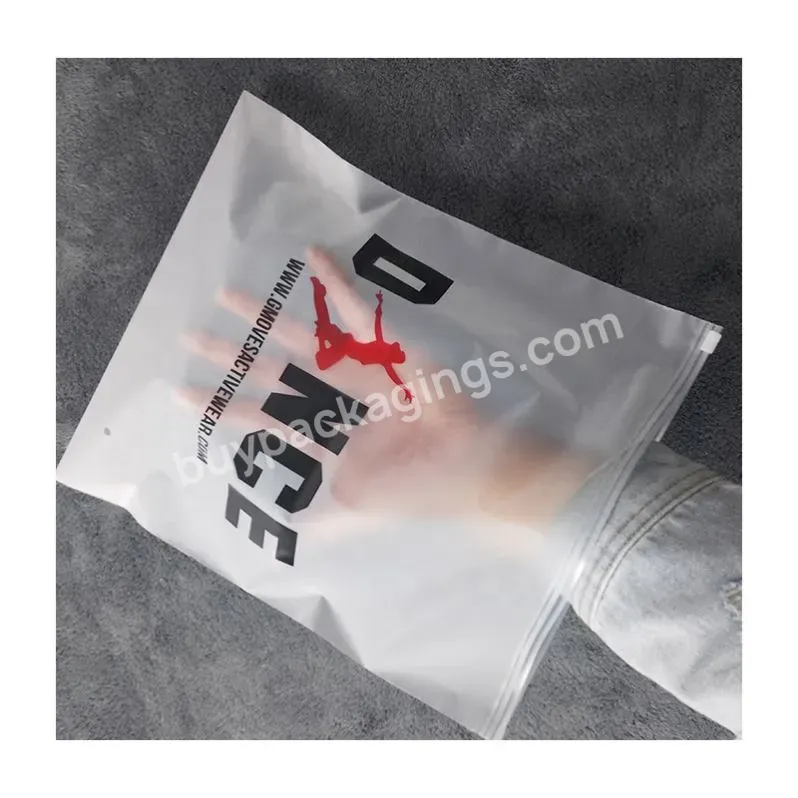 Oem Printing Slide Matte Frosted Zipper Plastic Bag Clear Clothing Tshirt Poly Zip With Own Logo