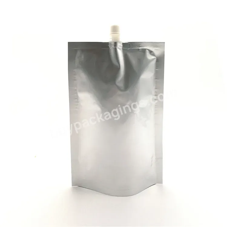 Oem Refillable Squeeze Bag 16oz Reusable Aluminum Stand Up Pouch With Screw Spout