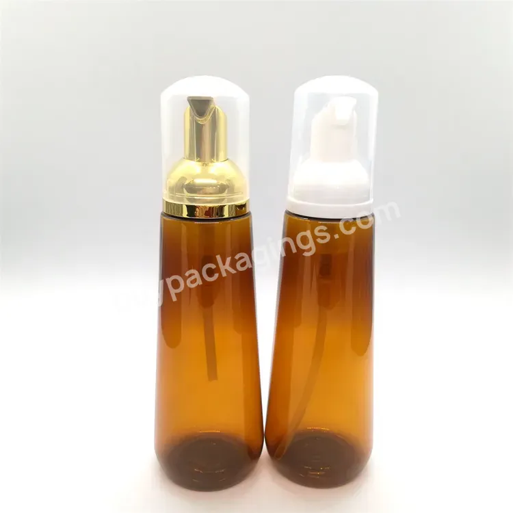 Oem Rts Empty Cosmetic Packaging 80ml 100ml 120ml 150ml Conical Shape Amber Plastic Pet Hand Soap Foam Bottle Foam Pump Bottle