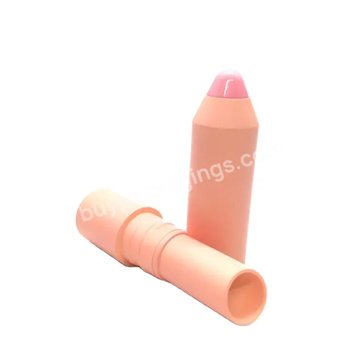 Oem Rts Empty Custom Pencil Shape Lip Balm Tube 3.5g Matte Pink Lipstick Container For Cosmetic Packaging