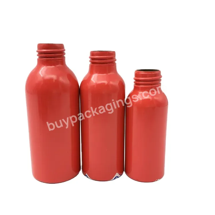 Oem Rts Empty Refillable Aluminum Bottle Red Cosmetic Shampoo Metal Aluminum Bottle 100ml 200ml