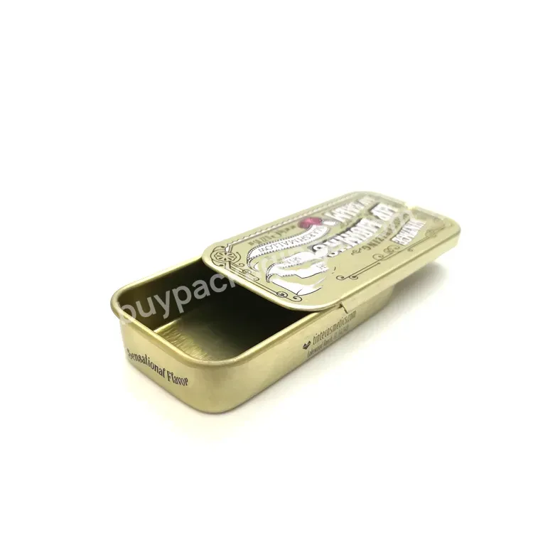 Oem Rts Factory Made Small Gold Mint Candy Storage Metal Box Lip Balm Can Slide Tin Case