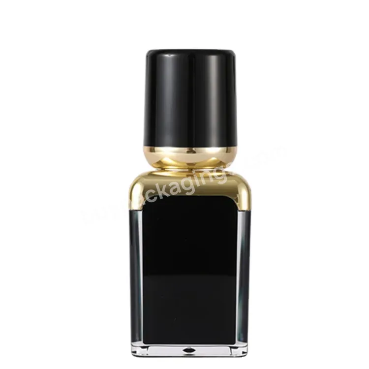 Oem Rts Luxury High End Square Airless Bottle Golden Shoulder Vacuum Bottle 15ml 30ml 50ml Cosmetic Foundation Bottle