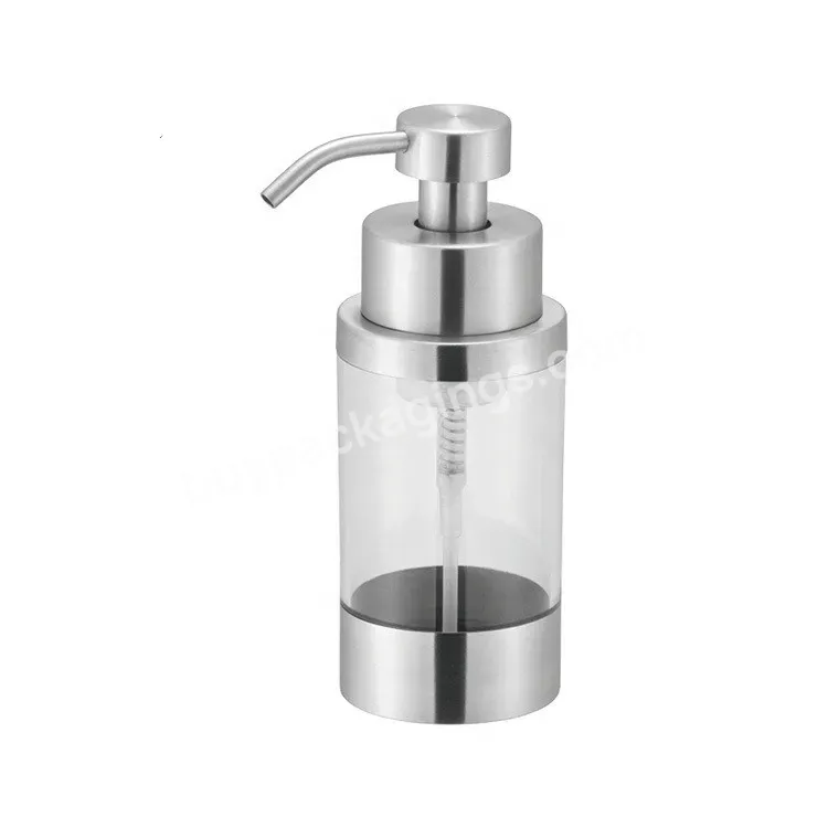 Oem Rts Refillable 250ml Silver Clear Hand Washing Liquid Bottle With Stainless Steel Foam Soap Pump