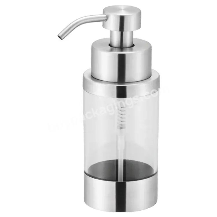 Oem Rts Refillable 250ml Silver Clear Hand Washing Liquid Bottle With Stainless Steel Foam Soap Pump