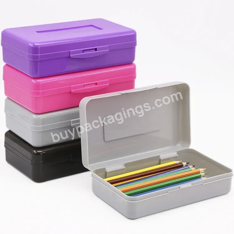 Oem School Ballpoint Ball Watercolor Pen Container Plastic Crayon Stationery Case Clear Storage Magnetic Plastic Pencil Case