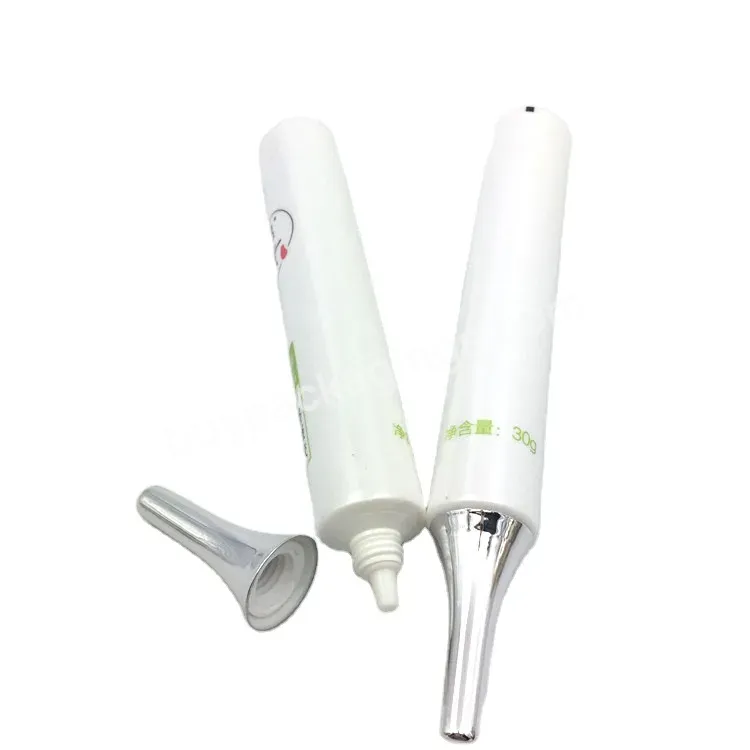 Oem Skincare White Tube Cosmetic 30ml Empty Foundation Lotion Tubes Pe Plastic Eye Cream Tube With Nozzle Tip