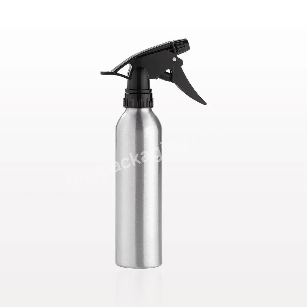 Oem Slim Cylindrical Natural Silver Aluminum Bottle With Black Trigger Sprayer