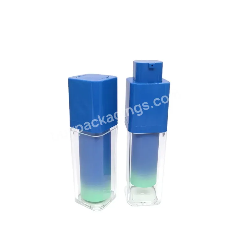 Oem Super September 15ml 30ml 50ml Cosmetic Packaging Plastic Bottle New Style Airless Bottle Oil Blue Square Pump Spray Bottle