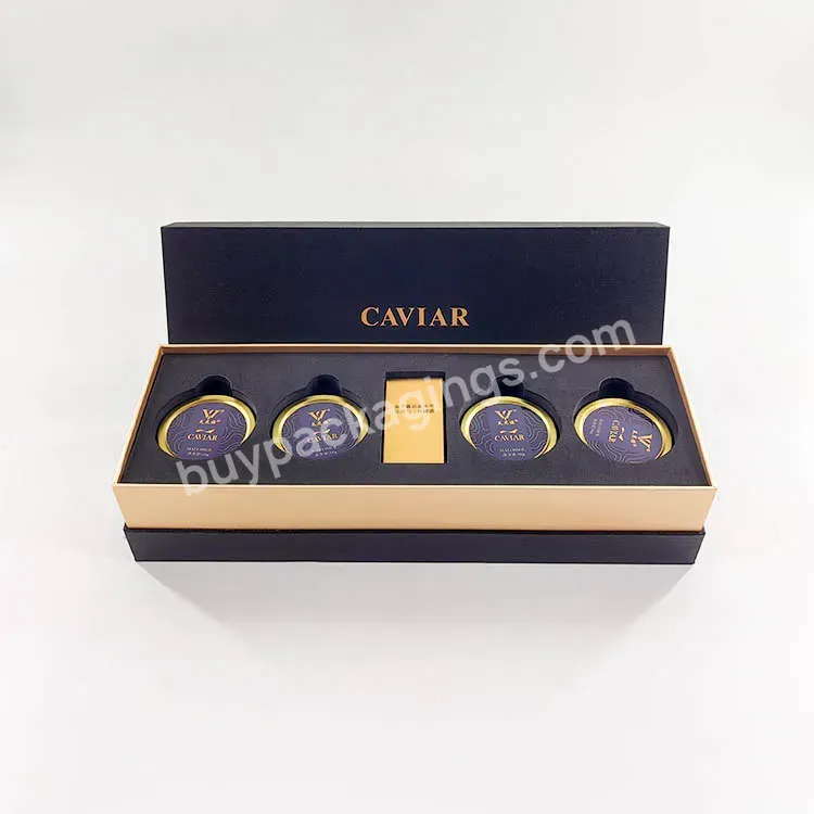 Oem Wholesale Custom Printed Fashion Unique Design Black Rigid Box Caviar Gift Box