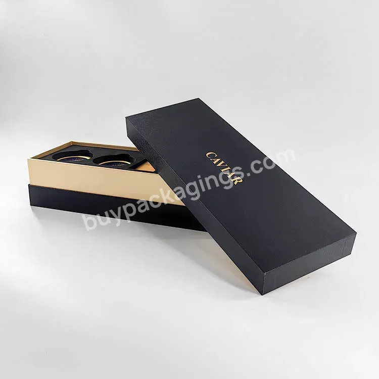 Oem Wholesale Custom Printed Fashion Unique Design Black Rigid Box Caviar Gift Box