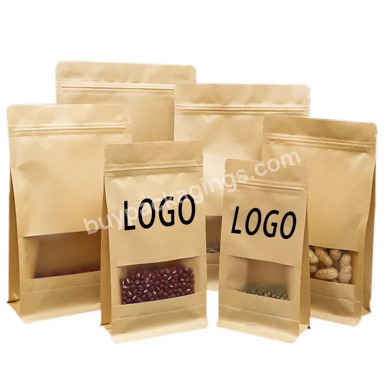 Oem Ziplock Window Zip Lock Biodegradable Kraft Paper Bag For Candy