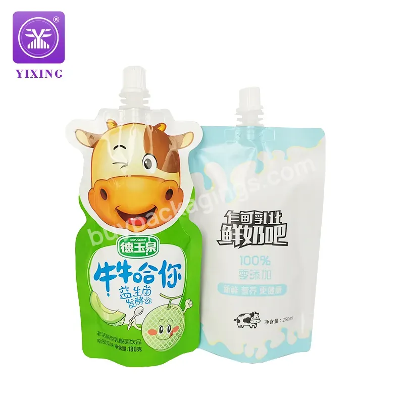 Oem/odm Hot Selling 125ml Special Shape Plastic Packaging Bag For Juice Soft Drink And Fruit Juice Stand Up Spout Pouch