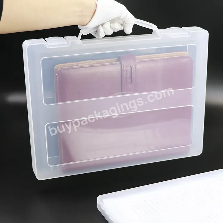 Office Plastic File Folder Surface Gloss Organizer Box Stationery Binder Notebook Storage File Case With Handle Pen Slot