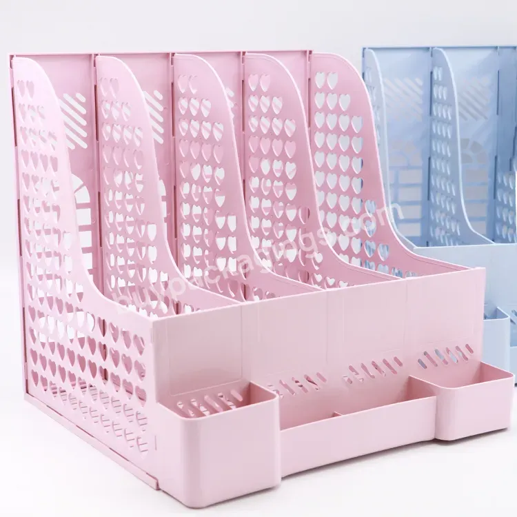 Office Plastic File Shelf Desktop Organizer Storage Document Rack Best Selling Four-up Metal Mesh File Tray