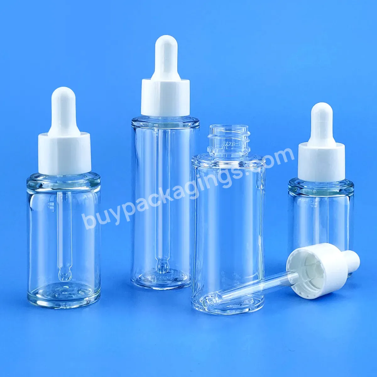 Oil Dropper Bottle Flask With Black Dropper Pet Oil Dropper Bottles For Cosmetic Packaging Boston Round Essence Bottle And Serum