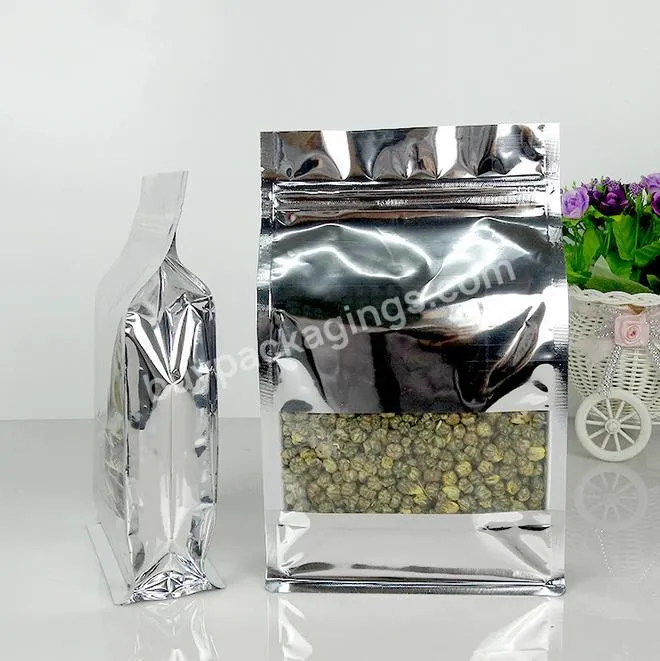 Ok Packaging Clear Recycle Holographic Bottom Transparent 340g Stand Up Eco Friendly 12oz Zip Lock Coffee Bag Tea Bag