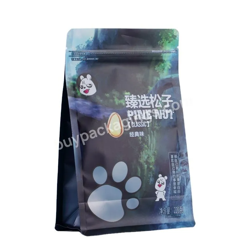 Ok Packaging Side Gusset Stand Up Eight Edge-sealing Bag Flat Bottom Nuts Kernels Packaging Zipper Pouch