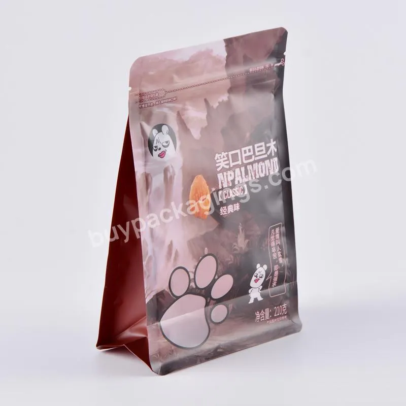 Ok Packaging Side Gusset Stand Up Eight Edge-sealing Bag Flat Bottom Nuts Kernels Packaging Zipper Pouch