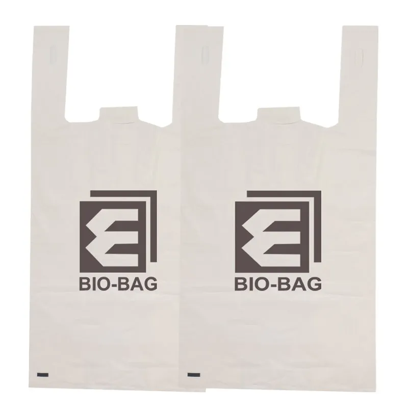 On Bio Degradable Polythene T-Shirt Packaging Roll Door Knob Shopping Plastic Custom Biodegradable Bag