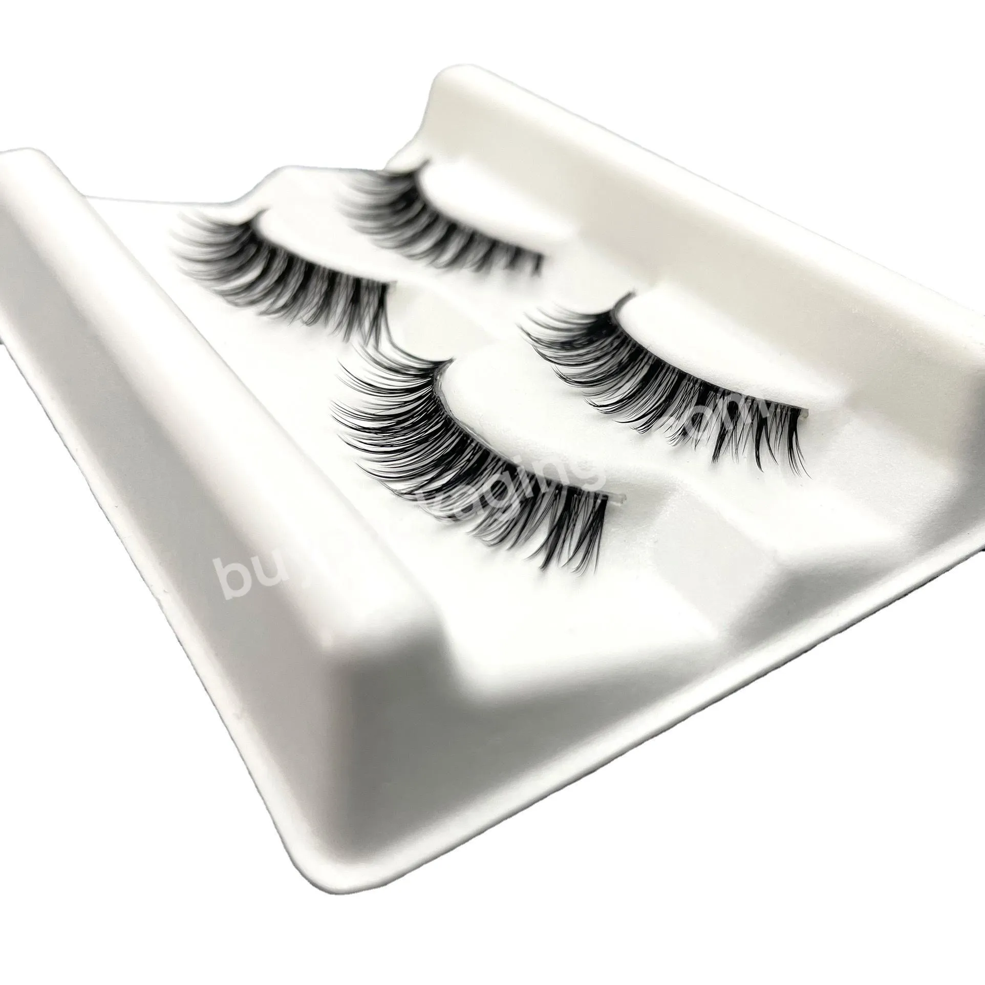 On Sale Degradable White Sustainable Disposable Recycled Paper Pulp Molded Tray Packaging For False Eyelash