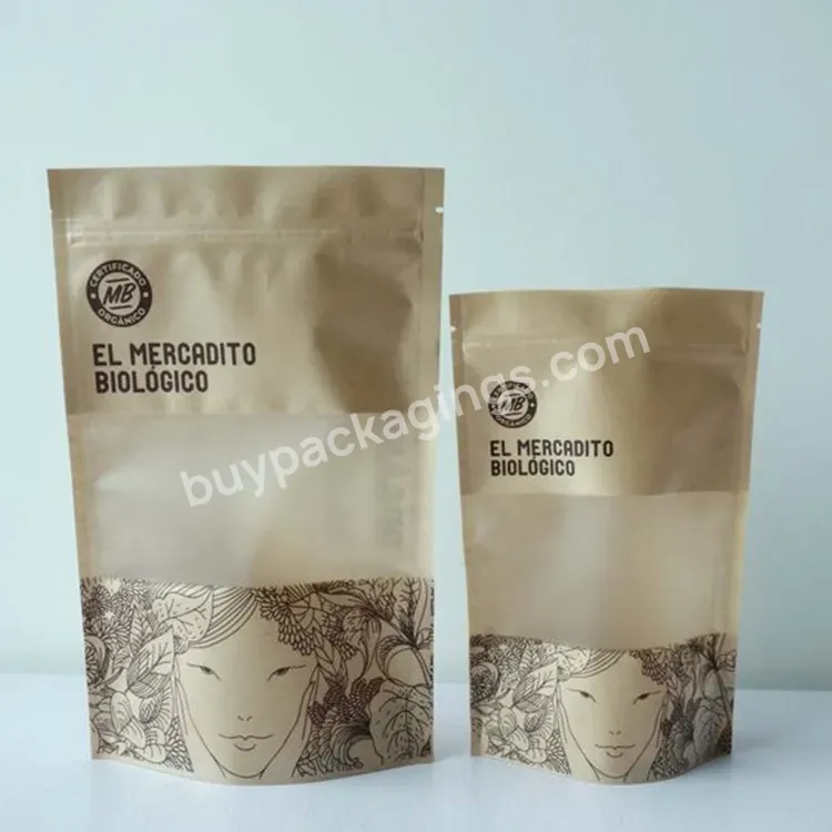 One Color Printing Small Moq Custom Logo 1000 Pcs Spices Snack Nuts Stand Up Packaging Bag Sreen Printing Custom Kraft Paper Bag