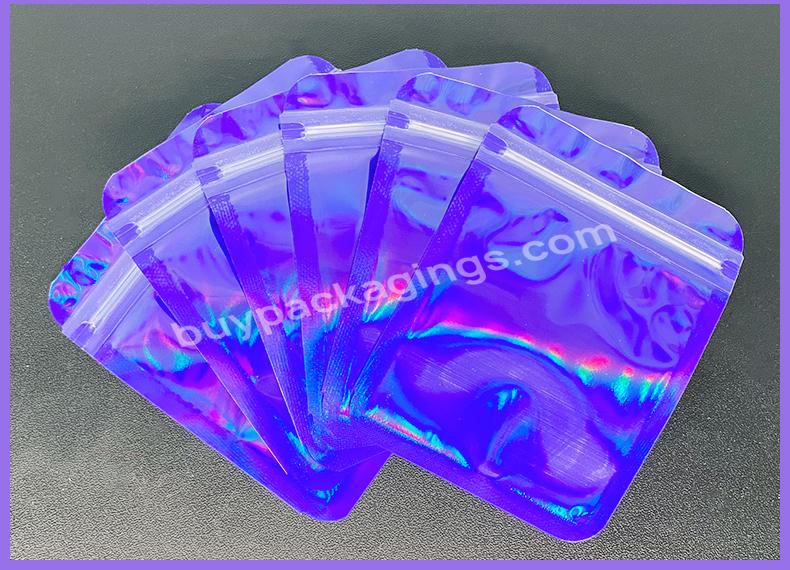 One Side Transparent Hologram Packaging Small Ziplock Mylar Holographic Bags