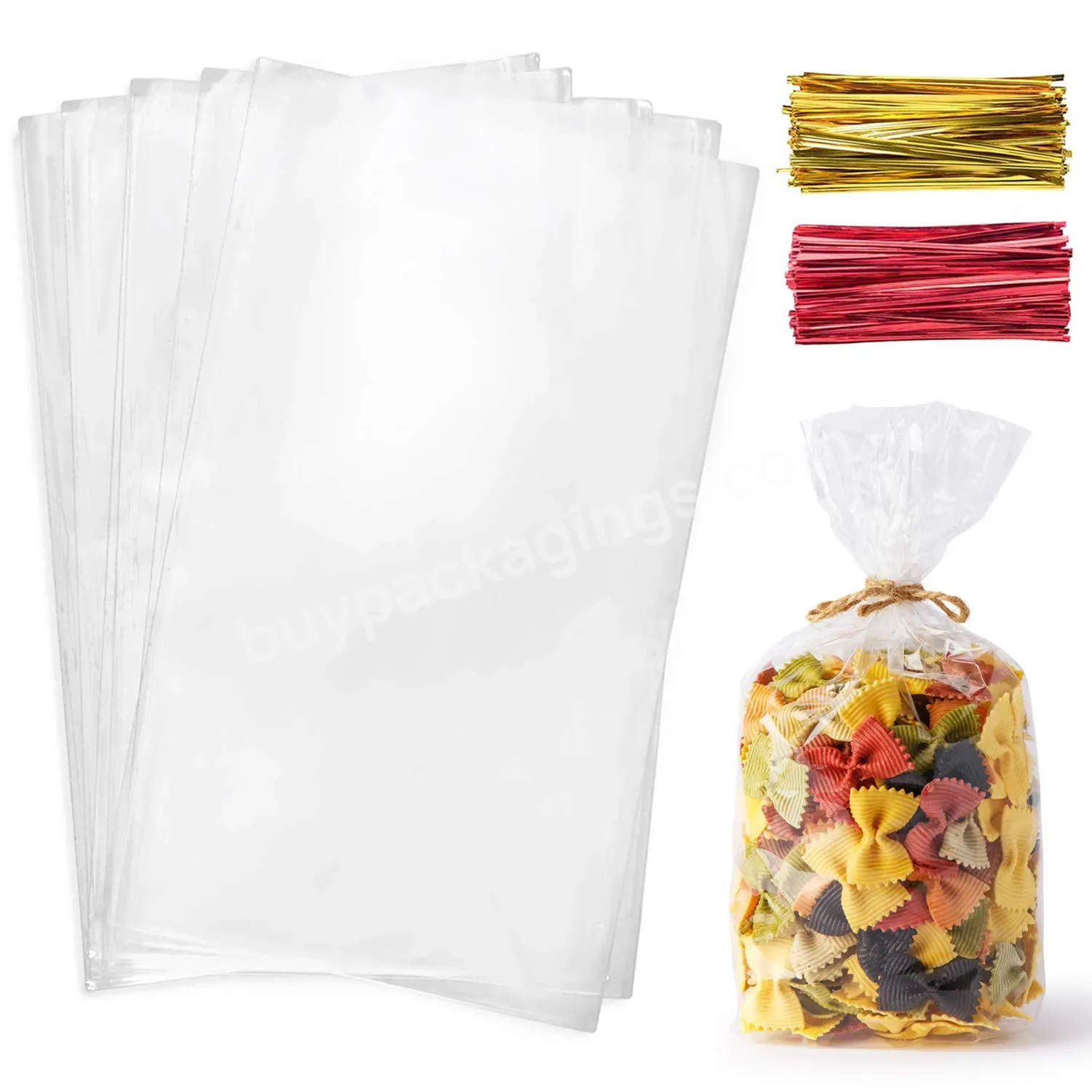 Opp Block Bottom Plastic Packaging Cellophane Bags For Christmas Gift Candy Food Chocolate Biscuits With Card Bottom